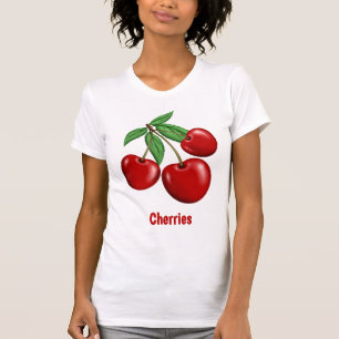 Camiseta Cerejas Vermelhas Divertidas Design Personalizado