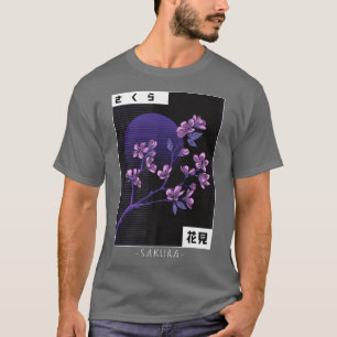 Camiseta Cerejeira de Vaporwave Japonesa Flor Sakura Re