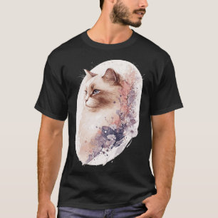 Camiseta Cerejeira japonesa Birman Cat Watercolor Saku