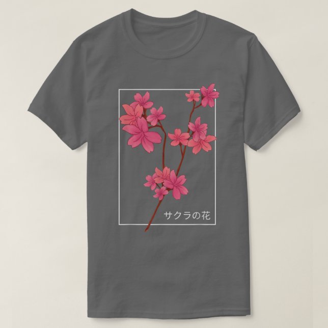 Camiseta Cerejeira japonesa Flor Rosa Rosa-Rosa Sakura Ae (Frente do Design)
