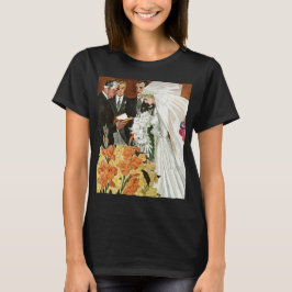 Camiseta Cerimônia de casamento vintage com noiva e noivo