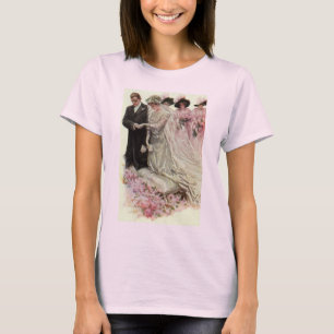 Camiseta Cerimônia de Casamento Vitoriano Antigo Noiva e No
