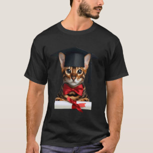 Camiseta Cerimônia de Formatura de Gato Bengal Cap Graduado
