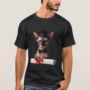 Camiseta Cerimônia de Formatura de Gato Sphynx com Diploma