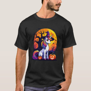 Camiseta Cerne de Halloween de Unicórnio Mágico Bruxa Diver