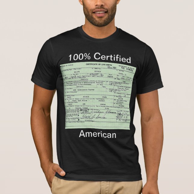 Camiseta Certidão de nascimento de Obama (Frente)