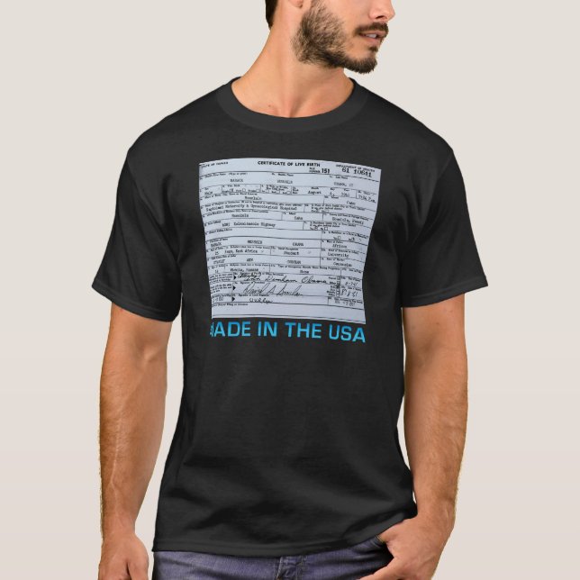 Camiseta certidão de nascimento de obama (Frente)