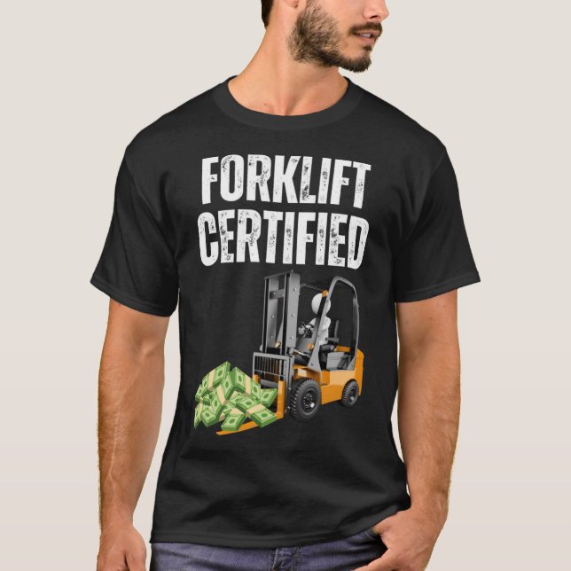 Camiseta Certificado de Forklifo Engraçado com Engraçado de (Frente)