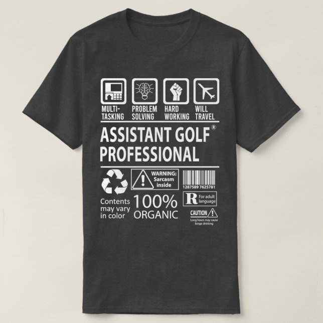 Camiseta Certificado MultiTask Profissional Golf Assistente (Frente do Design)