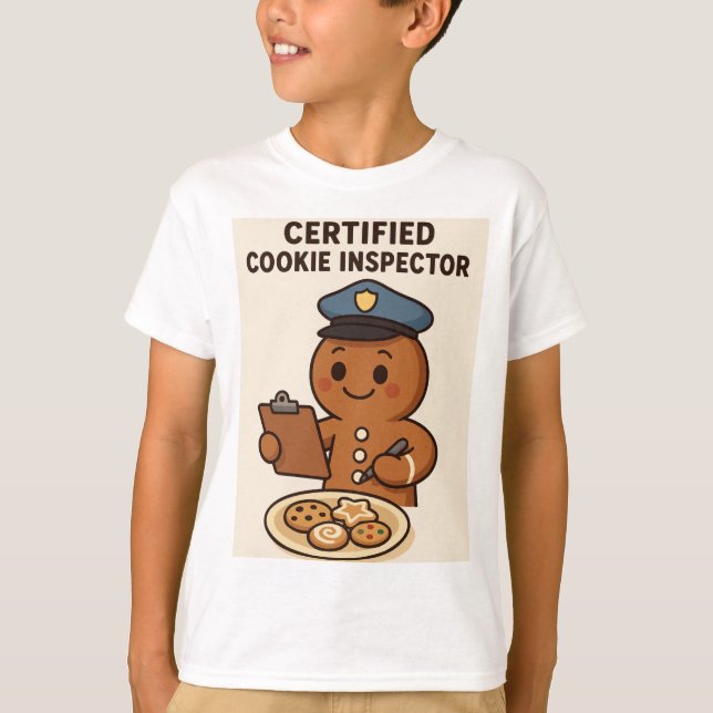 Camiseta Certified Cookie Inspector Gingerbread Man (Frente)