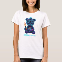 Camiseta Certified Menace Bear – Neon Cyberpunk Teddy Art