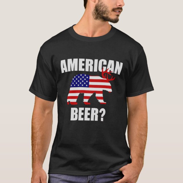 Camiseta Cerveja americana?  T-shirt dos cervos do urso da (Frente)