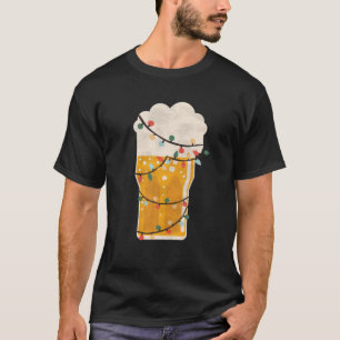 Camiseta Cerveja Árvore de Natal Luzes de Bebendo Álcool 