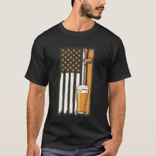 Camiseta Cerveja Bandeira Americana Torneira Patriota Bar B