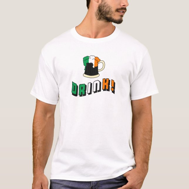 Camiseta Cerveja Bebendo Engraçada Irlandesa De Dia de São  (Frente)