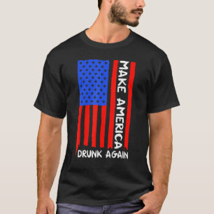 Camiseta Cerveja Bebendo Novamente Bandeira Americana Ultim