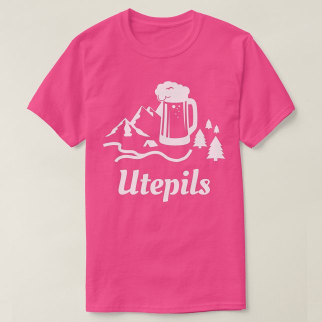 Camiseta Cerveja Bebendo Utepils na Noruega Palavra noruegu (Frente do Design)