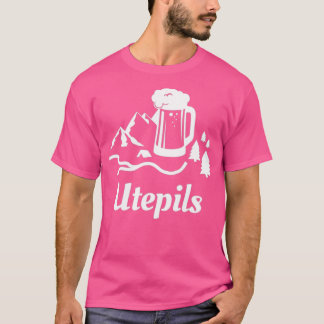 Camiseta Cerveja Bebendo Utepils na Noruega Palavra noruegu
