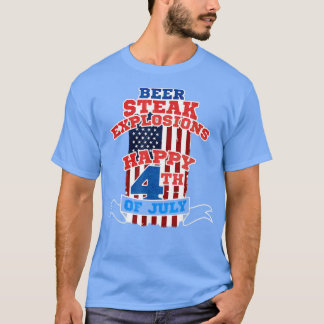 Camiseta Cerveja, bife, explosões Feliz 4 de julho Patrioti
