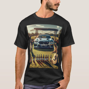 Camiseta Cerveja BMW, guitarras e cães