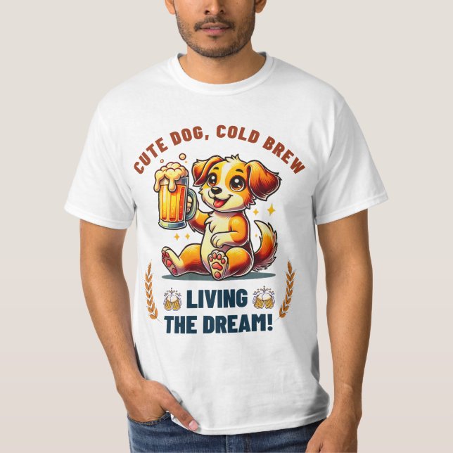 Camiseta Cerveja de Bebendo Cachorro (Frente)