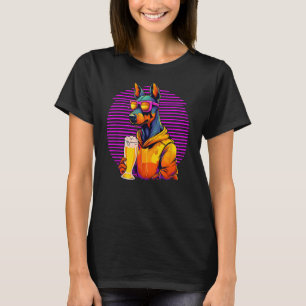 Camiseta Cerveja De Bebendo Doberman Para A Mãe Pai Dobie