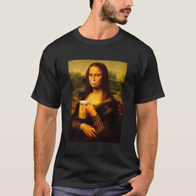 Camiseta Cerveja de bebendo Mona Lisa, amante de cerveja (Frente)