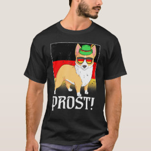 Camiseta Cerveja de Corgi Oktoberfest Prost Bandeira Alemã
