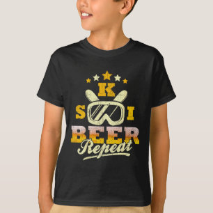 Camiseta Cerveja de esqui vintage repetição angústia humor