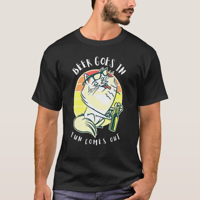 Camiseta Cerveja De Gato Gordo De Bebendo É Divertida Sai D (Frente)