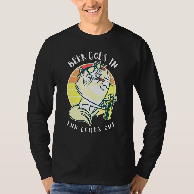 Camiseta Cerveja De Gato Gordo De Bebendo É Divertida Sai D (Frente)