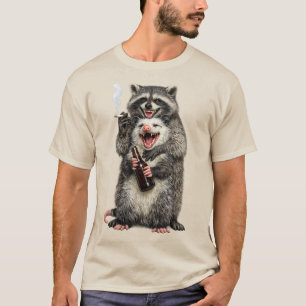 Camiseta Cerveja de Guaxinim Fumante Sariguê Melhores Amigo