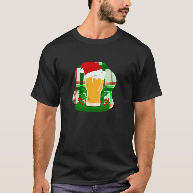 Camiseta cerveja de natal feia santa claus holly xadrez eng (Frente)