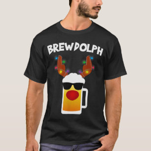 Camiseta Cerveja de Renas Rudolph Brewdolph Natal Divertido