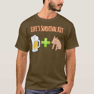 Camiseta Cerveja de Sobrevivência e Design de Porcos