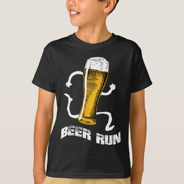Camiseta Cerveja Diversão NV004 para Homens Beer a correr (Frente)