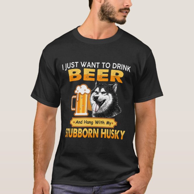 Camiseta Cerveja E Aguente Com O Meu Rouco Teimoso Dog Dift (Frente)