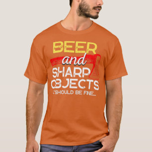 Camiseta Cerveja e Ax Jogando Engraçado