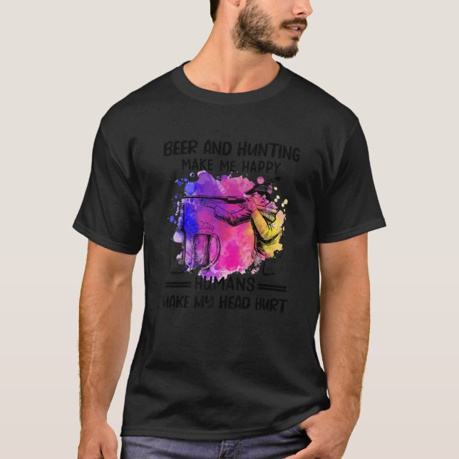 Camiseta Cerveja e caça me fazem ser humanos felizes (Frente)