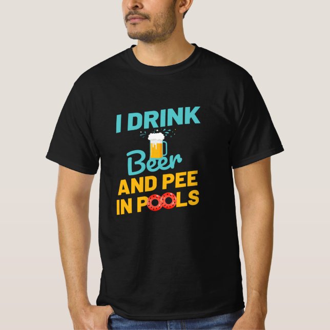 Camiseta Cerveja E Ervilha Em Piscinas Nadando Natação (Frente)