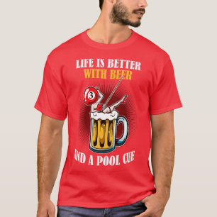 Camiseta Cerveja E Piscina Cue Billiards Engraçados