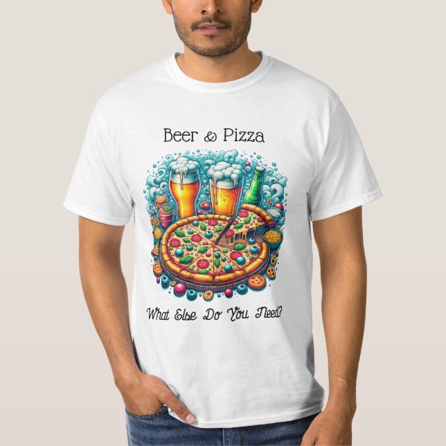 Camiseta Cerveja e Pizza | De Que Mais Necessita? (Frente)