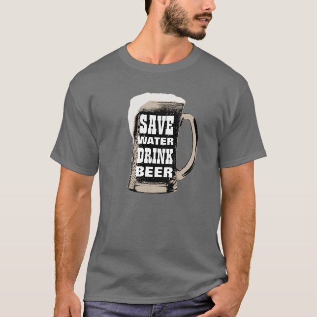 Camiseta Cerveja engraçada da bebida da água das economias (Frente)