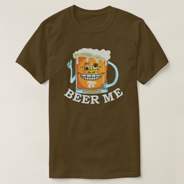 Camiseta Cerveja engraçada mim que sorri o humor do bebendo (Frente do Design)