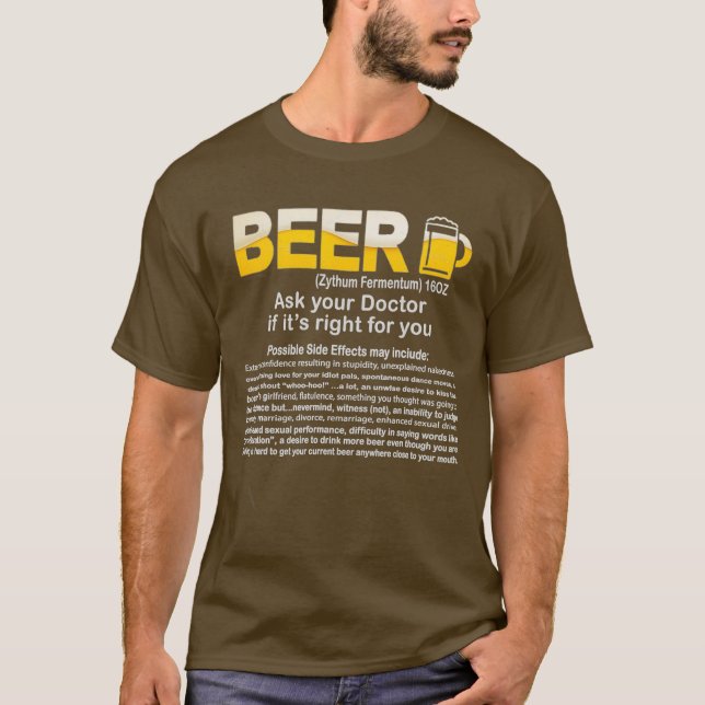 Camiseta Cerveja Engraçada Pergunte ao seu médico se é Engr (Frente)