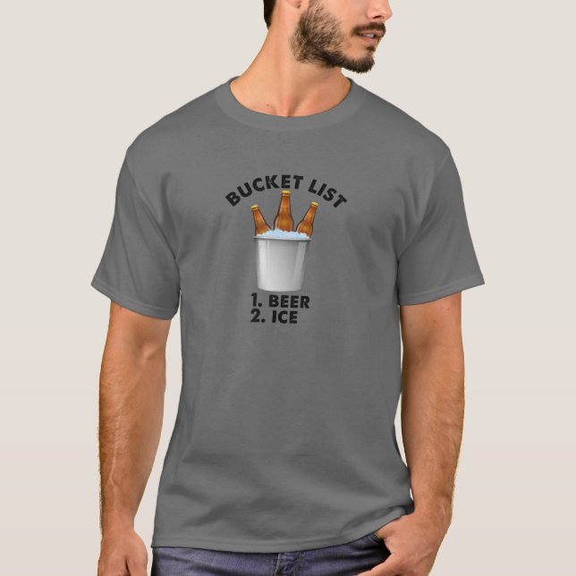 Camiseta Cerveja Engraçado da Lista de Baldes (Frente)
