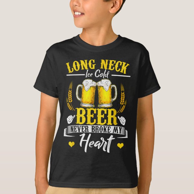 Camiseta Cerveja Fria De Pescoço Longo Nunca Quebrou Meu Co (Frente)