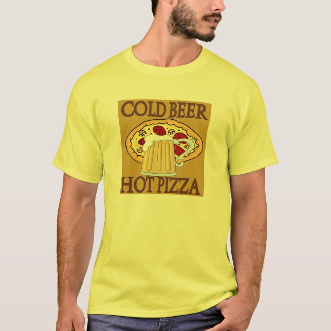 Camiseta Cerveja Fria, Pizza Quente (Frente)