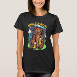Camiseta Cerveja Grizzly Urso Bebendo Cervejas Fim de Seman