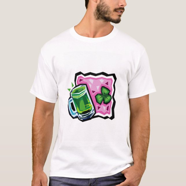 Camiseta Cerveja inglesa & trevo verdes (Frente)